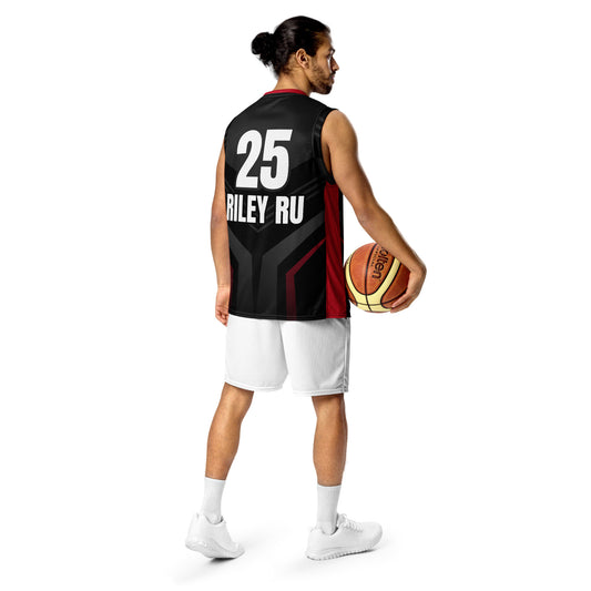 Person wearing a black basketball jersey with the number 25 and name 'Riley RU', holding a basketball on a white background.