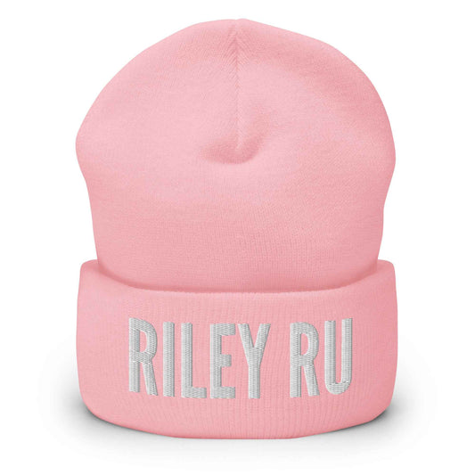 RILEY RU Bold White Font Cuffed Beanie