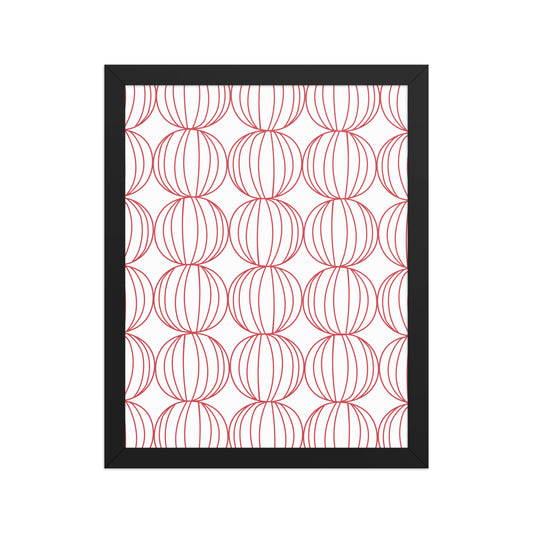 Framed artwork with a geometric pattern on a white background