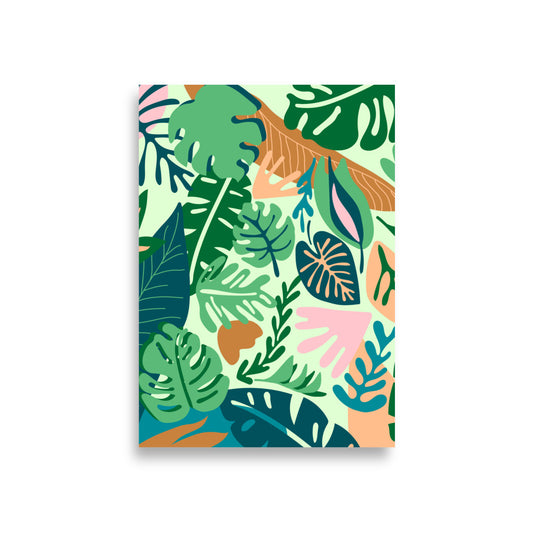 Notebook with colorful tropical leaf pattern on a white background