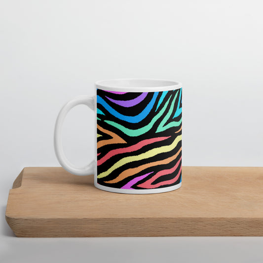RAINBOW ZEBRA White glossy mug - ASHRILEYPRINTS