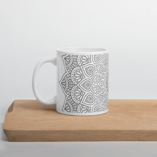 MANDALA White glossy mug - ASHRILEYPRINTS