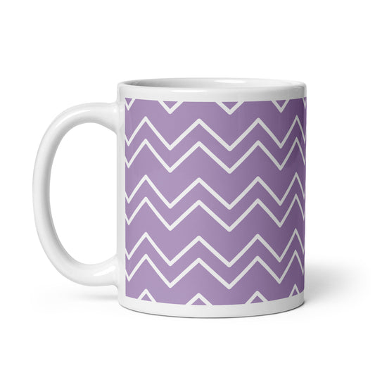 GEOMETRIC Lines Purple White glossy mug - ASHRILEYPRINTS