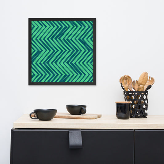 ZIGZAGS Green Framed poster - ASHRILEYPRINTS