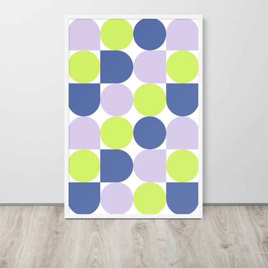 ABSTRACT GREEN PURPLE LILAC PRINT POSTER FRAMED 
