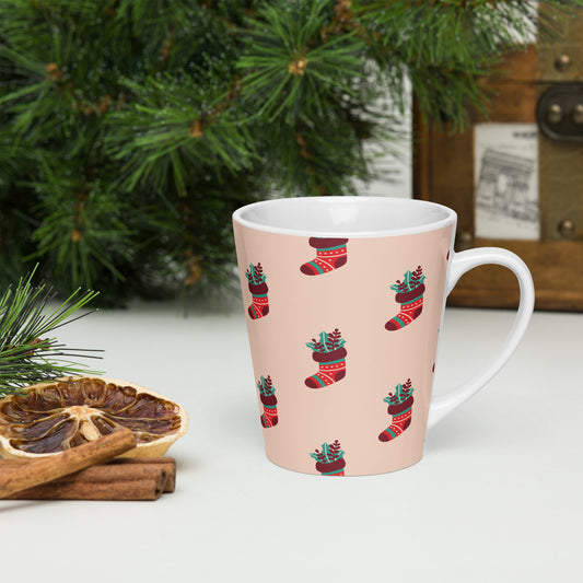 CHRISTMAS STOCKING Latte mug - ASHRILEYPRINTS