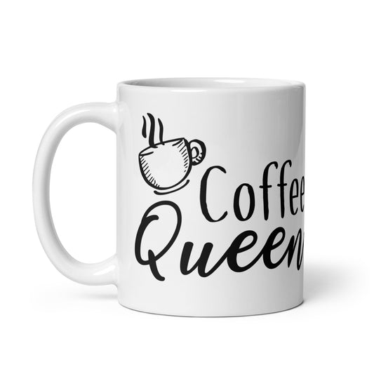 COFFEE QUEEN White glossy mug - ASHRILEYPRINTS
